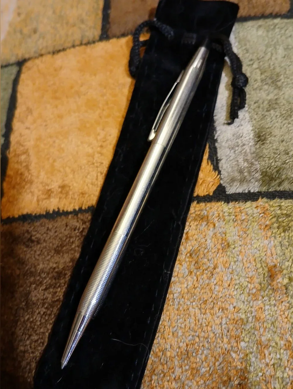 Silver Metal Cross Pen with Velvet Pouch - Men Accessories